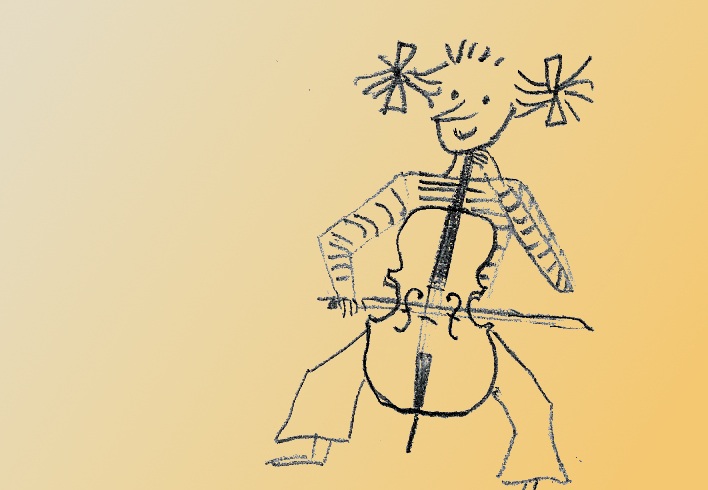 Picture drawing of a child playing cello
